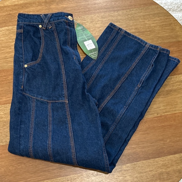 NWT FARM Rio Dark Denim High Waist Snips Pants Size 27 Cotton Flare Style 329081 - Picture 12 of 12